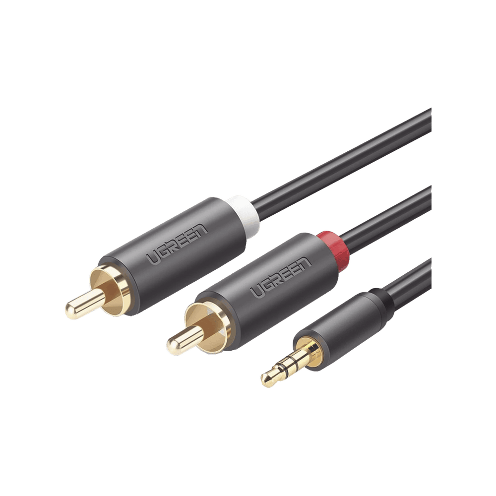 10513-AD-2-l Cable Adaptador de 3.5mm Macho a 2 RCA Macho / 5 Metros (16.40 Pies) / Color Gris / Blindaje Múltiple / ABS / Alta Calidad 10513 3