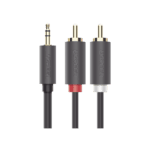 Cable Adaptador de 3.5mm Macho a 2 RCA Macho / 5 Metros (16.40 Pies) / Color Gris / Blindaje Múltiple / ABS / Alta Calidad 10513-AD-3-l
