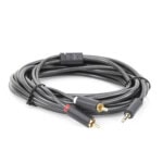 Cable Adaptador de 3.5mm Macho a 2 RCA Macho / 5 Metros (16.40 Pies) / Color Gris / Blindaje Múltiple / ABS / Alta Calidad 10513-AD-5-l