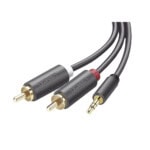 Cable Adaptador de 3.5mm Macho a 2 RCA Macho / 5 Metros (16.40 Pies) / Color Gris / Blindaje Múltiple / ABS / Alta Calidad 10513-l