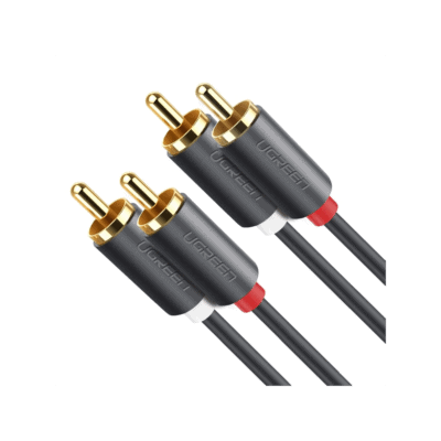 Cable de Audio 2 RCA Macho a 2 RCA Macho / 3 Metros (9.84 Pies) / Color Negro / Alta Calidad / Anillos de Goma para Asegurar un Agarre Firme al Instalar o Quitar el Cable