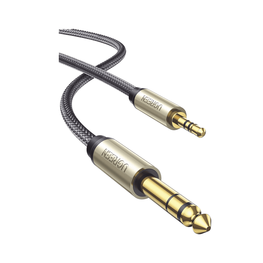 10625-l Cable Audio Estéreo 3.5mm (1/8") TRS a 6.35mm (1/4") TS / 1 Metro / Audio de Hi-Fi / Trenza de Nylon / Blindaje Múltiple / Caja de Aleación Zinc / Núcleo de Cobre Puro / Compatibilidad Universal 10625 1