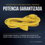 Extensión Eléctrica de Uso Rudo Aterrizada 15 metros / 127 V CA 10 A Máximo / Color Amarillo. 1_1S400