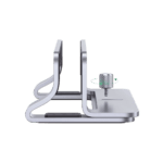 Soporte Vertical para Laptop / Adecuado para escritorio / Anchura Ajustable (12-26mm) / Amplia compatibilidad / Anti-Arañazos / Anti-Deslizante /Ajustable Mediante Tornillos / Color Plata / Aluminio + Silicona 20471-AD-1-l