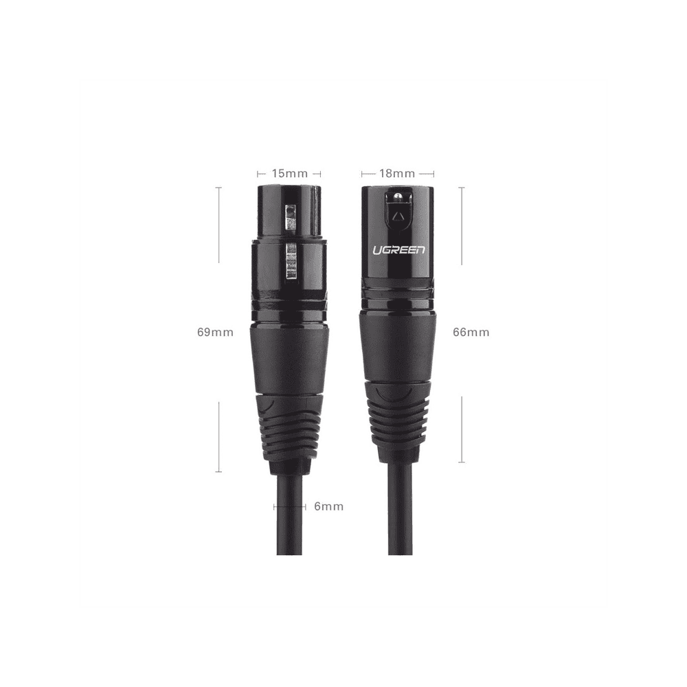20714-AD-3-l Cable para Micrófono XLR Tipo Canon Macho a Hembra / 10 Metros / Plug & Play / Antiinterferencias / Triple Blindaje / Alta Calidad / Color Negro 20714 4