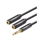 Cable Adaptador/Divisor de Audio de 3.5mm Macho a 2 Terminales de 3.5mm Hembra / 25 cm de Longitud / Cable TPE / Color Negro 20816-l