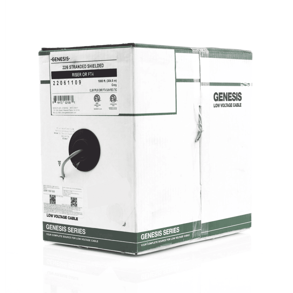 22061109_1000-FRENTE-l Bobina de 305 Metros (1000 Pies) de Cable / 6 x 22 AWG Blindado / Riser / Color Gris / Para Aplicaciones de Audio, Seguridad y Control 2206-1109/1000 2