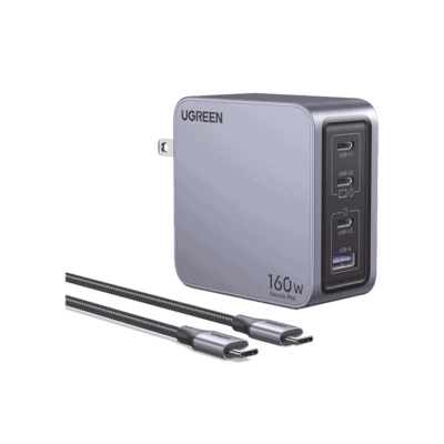 Cargador Rápido GaN / 160W Máximo / 3 USB-C + 1 USB-A / PD3.1 140W / PPS / UFCS / QC5 / Protecciones Múltiples / PC 94-V0