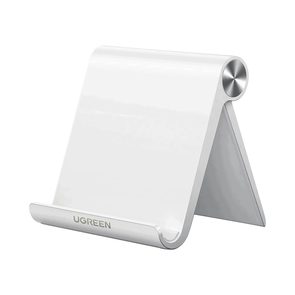 30285-l Soporte de Escritorio para Telefono Celular / Ajustable de 0° a 100° / Goma Antiarañazos / Antideslizante / Amplia Compatibilidad con dispositivos de 4'' a 7.9'' / Plegable / ABS / Color Blanco 30285 1
