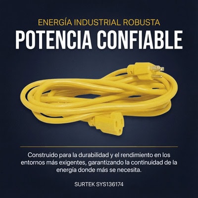 5_4S400 Extensión Eléctrica de Uso Rudo Aterrizada 15 metros / 127 V CA 10 A Máximo / Color Amarillo. SYS-136174 5
