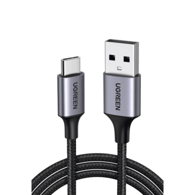 Cable USB-A a USB-C | 1 Metro (3.28 Pies) | Transferencia de Datos de 480 Mbps | Carga Rápida | QC 4.0/3.0/2.0 | FPC | AFC | Protección Integrada | Caja de Aluminio | Nylon Trenzado | Color Negro