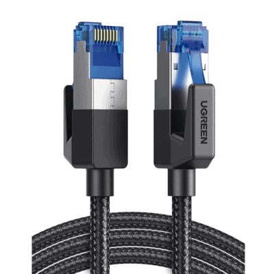 Cable Ethernet Cat8 CLASSâ… F/FTP Redondo con Malla de Nylon 5 Metros
