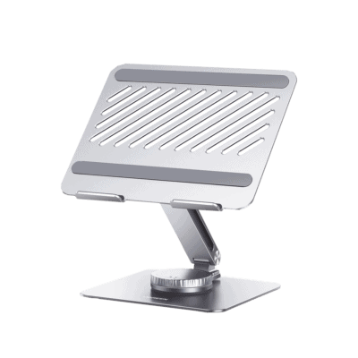 Soporte Giratorio de Aluminio para Laptop | Giratorio 360° | Función de Bloqueo | Soporta Laptops de 10 a 17.3''| Capacidad de Carga 5Kg | Excelente Estabilidad | Diseño Ergonómico | Altura y Angulo Ajustable | Plegable y Port&amp