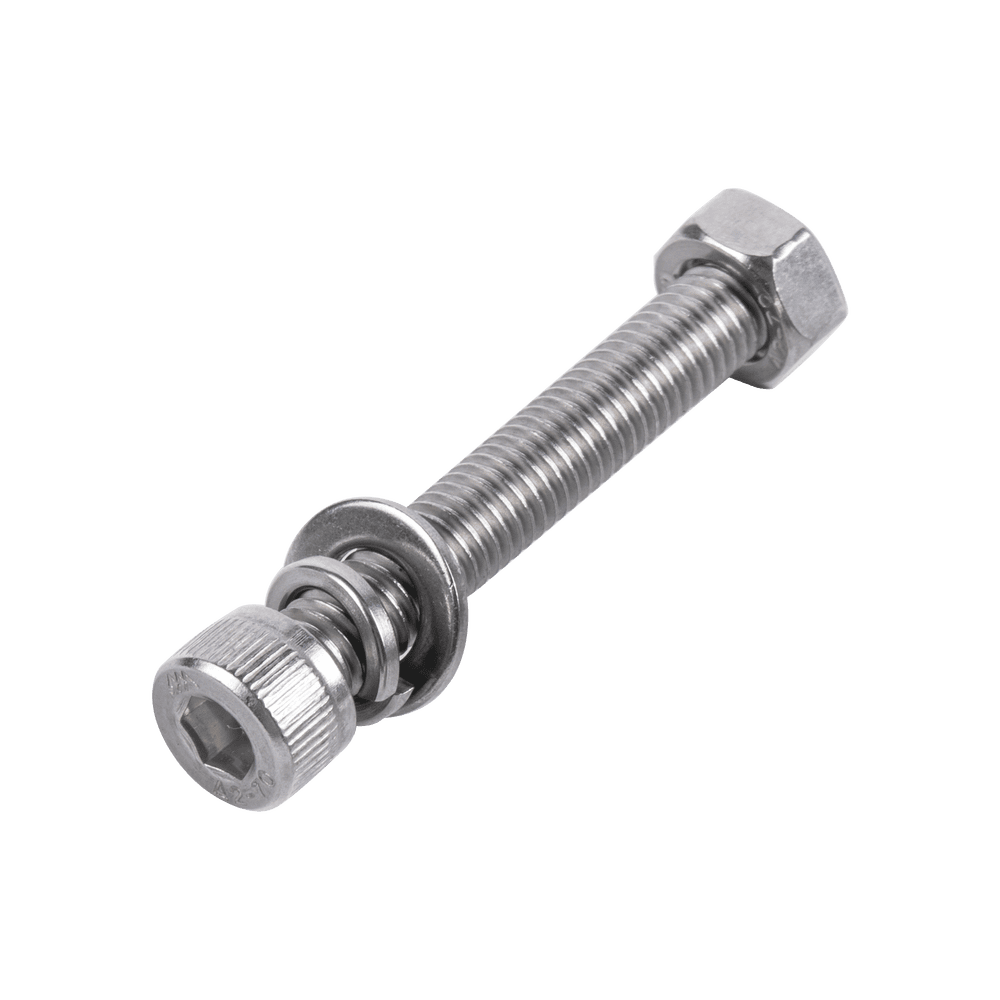 9505080254-l 1 Tornillo Allen Milimétrico de Acero Inoxidable M8-1.25 x 25 / 1 Pza. /Con 1 Tuerca, 1 Arandela de Presión y 1 Plana / Para Montajes de Módulos Foto Voltaicos . 950-5080-254 1