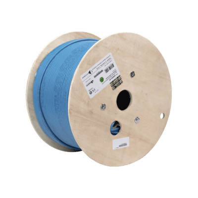 Bobina de Cable Blindado F/UTP de 4 Pares, Z-MAX, Cat6A, Soporte de Aplicaciones 10GBase-T, CMR (Riser), Color Azul, 305 Metros (1000 Pies)