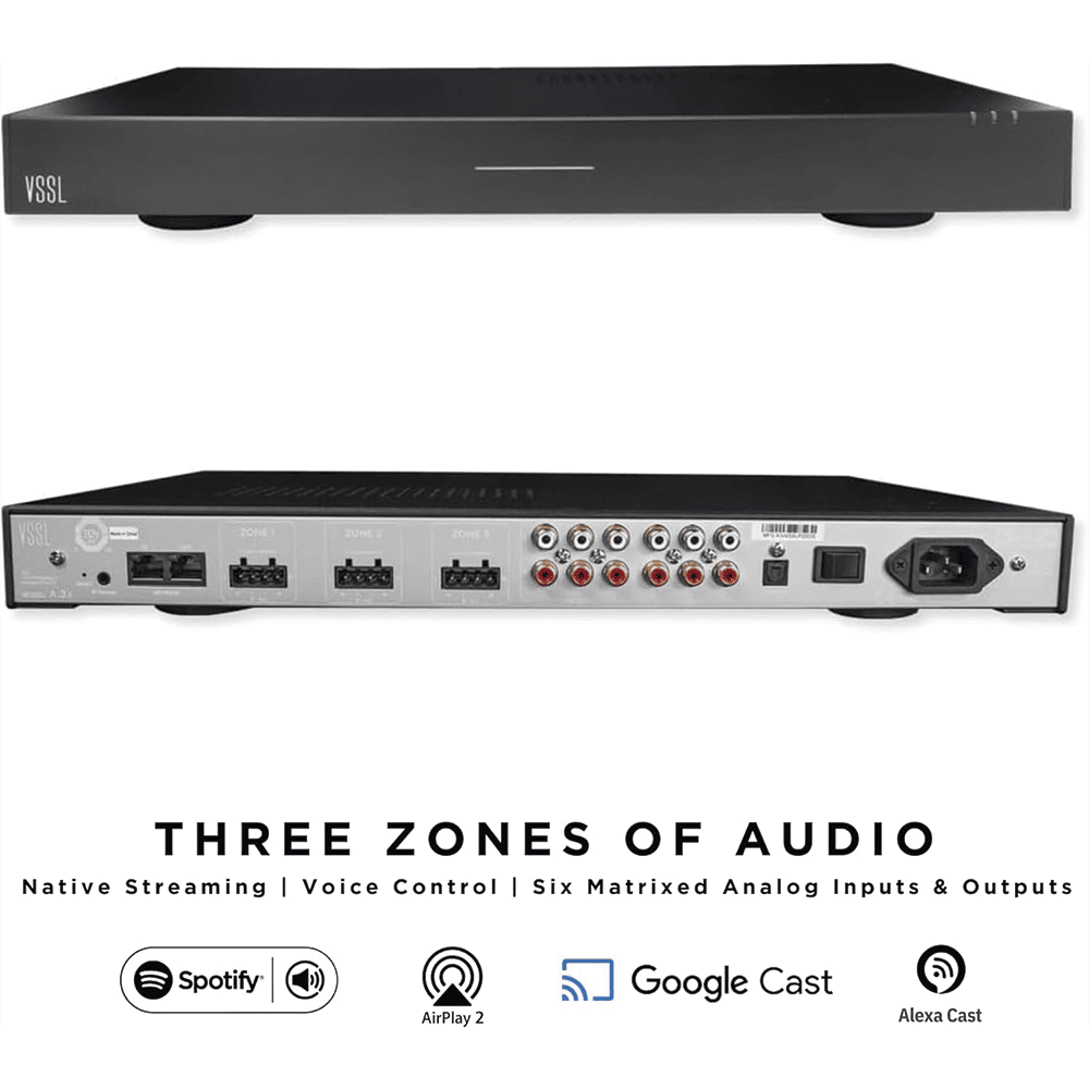 A3X-AD-2-l VSSL 3 zonas, 6x50W, con Chromecast, Alexa Cast, Airplay, Spotify Conn en cada zona - funciona con GoogleAsst A3X 6