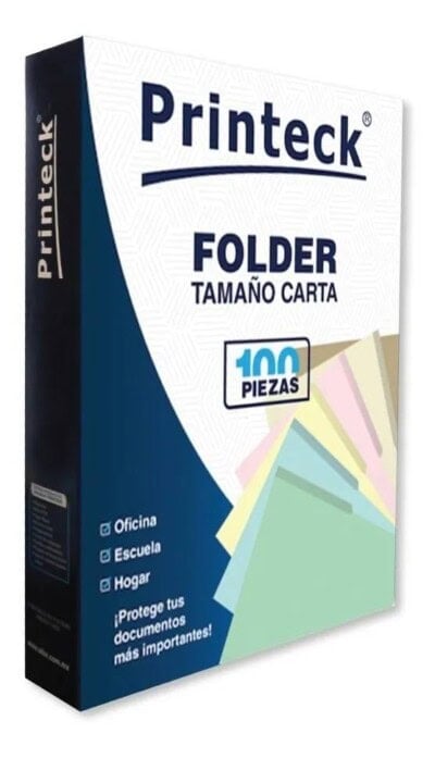 Folder Printeck carta color crema C/100 8-040-1 Dimensiones 29.3 cm de Largo x24 cm de Ancho 4.5 de grosor Capacidad  para 50 hojas