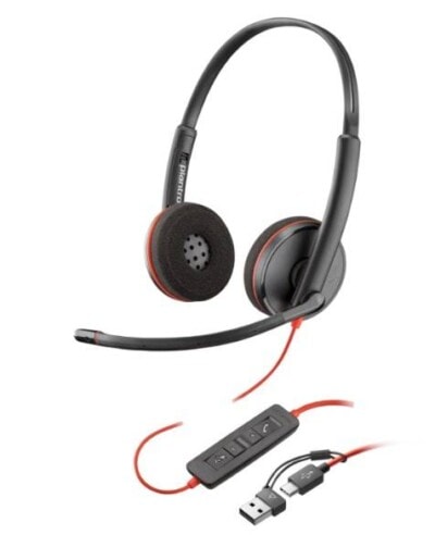 HP Poly Blackwire 3220, USB-C con adaptador USB-C/A, Alambricos, Binaural