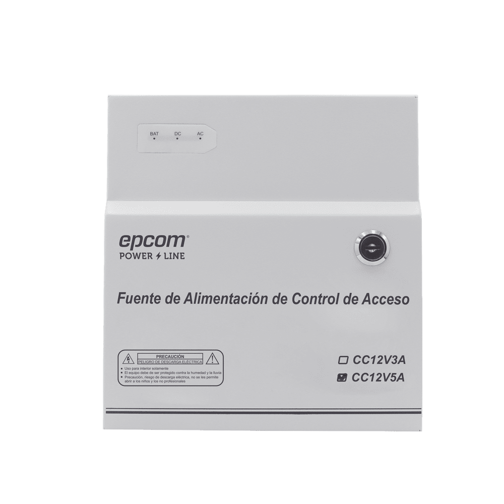 ACPST1205-AD-1-l Fuente de Poder / 1 Salida 11-15 Vcc / 5 A / Temporizador Integrado / Con Capacidad de Batería de Respaldo / Requiere Batería / Aplicaciones en sistemas de control de Acceso AC-PS-T12-05 2