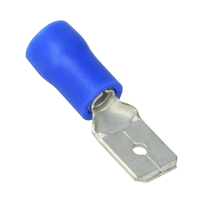 Terminal tipo macho aislada / 16 - 14 AWG / Azúl / Paquete de 25 piezas.