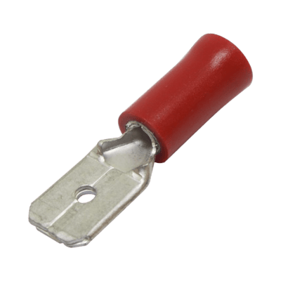 Terminal tipo macho aislada / 22 - 16 AWG / Rojo / Paquete de 25 piezas.