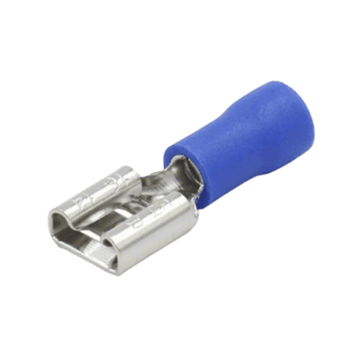 Terminal tipo hembra aislada 0.250 / 16 - 14 AWG / Azúl / Para baterías con terminal F1 / Paquete de 25 piezas.