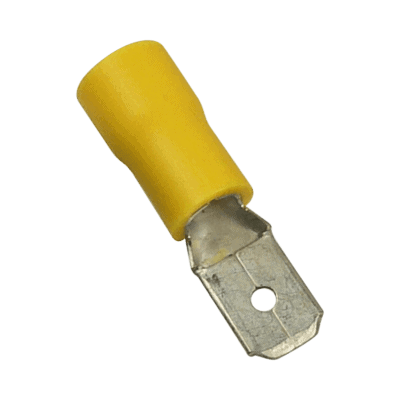 Terminal tipo macho aislada / 12 - 10 AWG / Amarillo / Paquete de 25 piezas.