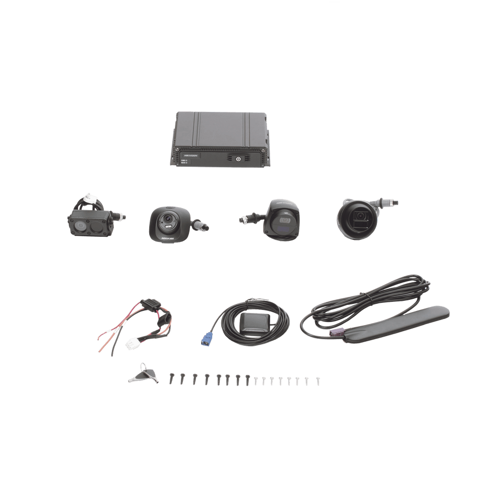 AEMD5043SD_GLFLITEKIT-l Kit DVR Móvil 1080P / Incluye 4 Cámaras TURBOHD 1080P / Modulo 4G y GPS / Soporta Memoria SD / Visualización por Hik-Connect Teams AE-MD5043-SD/GLF(LITE)(KIT) 1