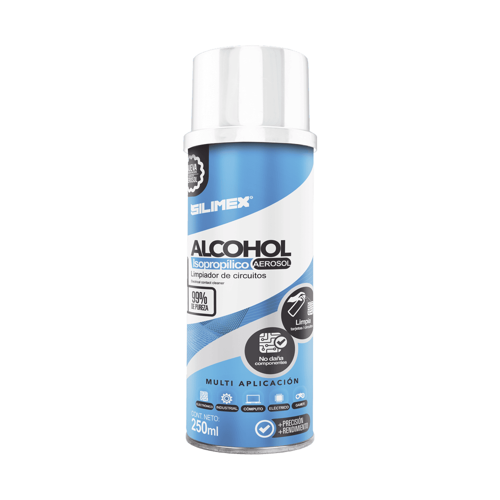 ALCOHOLS-l Alcohol Isopropilico en Aerosol para limpieza de equipos de vídeo, fibra óptica, cómputo, y equipo telefónico 250 ml ALCOHOLS 1