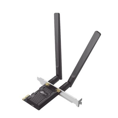 Adaptador  PCIe inalámbrico doble banda AX1800 Mbps / Seguridad Inalámbrica WPA3 /Antena de alta ganancia / Tecnología MU-MUMO 2X2 / Soporte de perfil bajo y Altura completa / Bluetooth 5.2