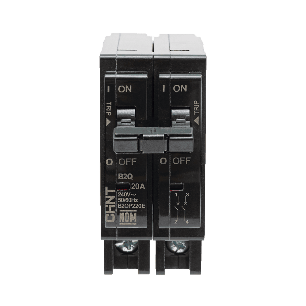 B2QP220E-FRENTE-l Interruptor Termomagnético Enchufable, Serie: B2Q, 2P, 20A, 240V (SKU:1002279) B2QP220E 2