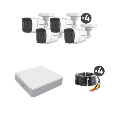 (MICRÓFONO Integrado) Kit TurboHD 1080p Lite / DVR 4 canales / Audio por Coaxitron / 4 Cámaras Bala de Metal con Micrófono Integrado