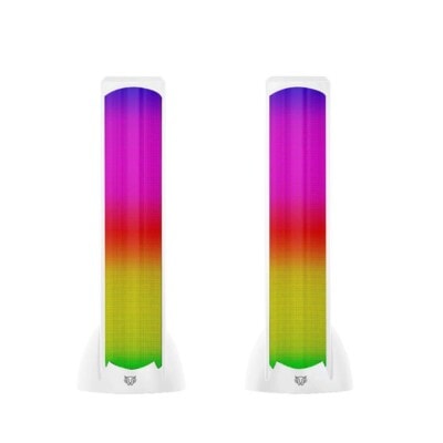 Bocinas 2.0 Gamer Glimm Tower BG575 Balam Rush Conexión Bluetooth/Auxiliar, iluminación LED 3 modos, 10w RMS. Sonido estéreo, Alimentación 5 Vcc 1A, Tipo d
