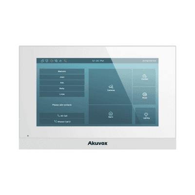 Monitor Color Blanco Linux / Pantalla Touch de 7 Pulgadas / SIP / POE / WIFI / Compatible con Frentes de Calle Akuvox