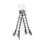 Escalera de Fibra de Vidrio con Jaula de 8'-14' (2.44 - 4.27 m). Con Ajuste en Ruedas (RATCHET™ Leveler) (SKU:18515-817). CAGE8FTR-AD-1-l