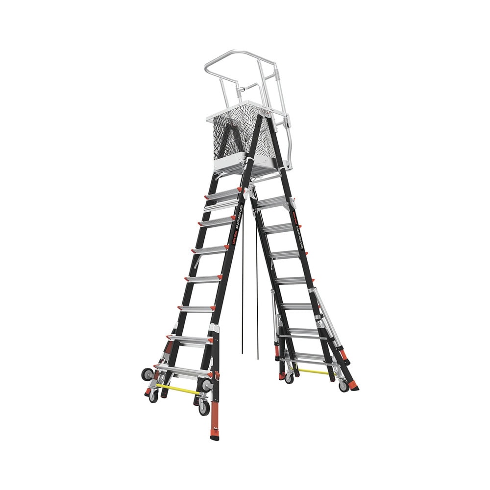 CAGE8FTR-AD-1-l Escalera de Fibra de Vidrio con Jaula de 8'-14' (2.44 - 4.27 m). Con Ajuste en Ruedas (RATCHET™ Leveler) (SKU:18515-817). CAGE8FTR 5