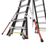Escalera de Fibra de Vidrio con Jaula de 8'-14' (2.44 - 4.27 m). Con Ajuste en Ruedas (RATCHET™ Leveler) (SKU:18515-817). CAGE8FTR-AD-10-l