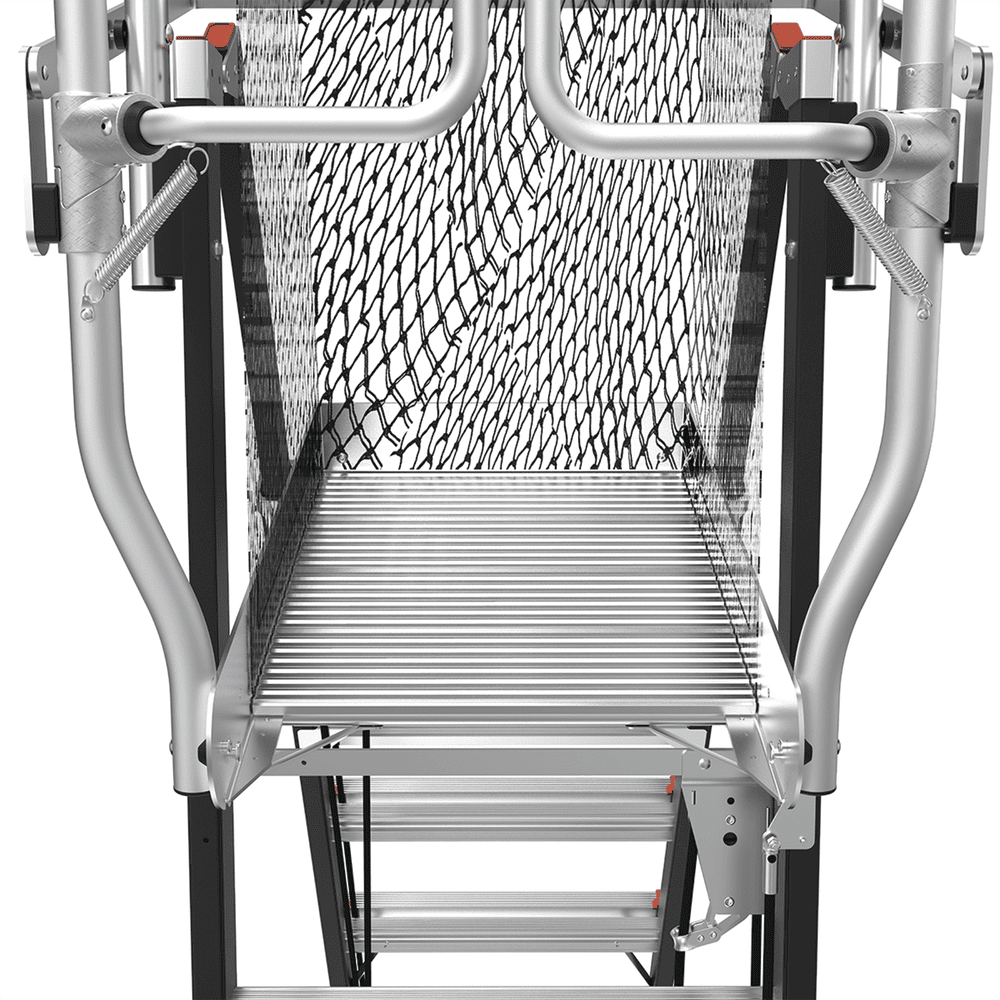 CAGE8FTR-AD-12-l Escalera de Fibra de Vidrio con Jaula de 8'-14' (2.44 - 4.27 m). Con Ajuste en Ruedas (RATCHET™ Leveler) (SKU:18515-817). CAGE8FTR 16