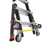 Escalera de Fibra de Vidrio con Jaula de 8'-14' (2.44 - 4.27 m). Con Ajuste en Ruedas (RATCHET™ Leveler) (SKU:18515-817). CAGE8FTR-AD-15-l
