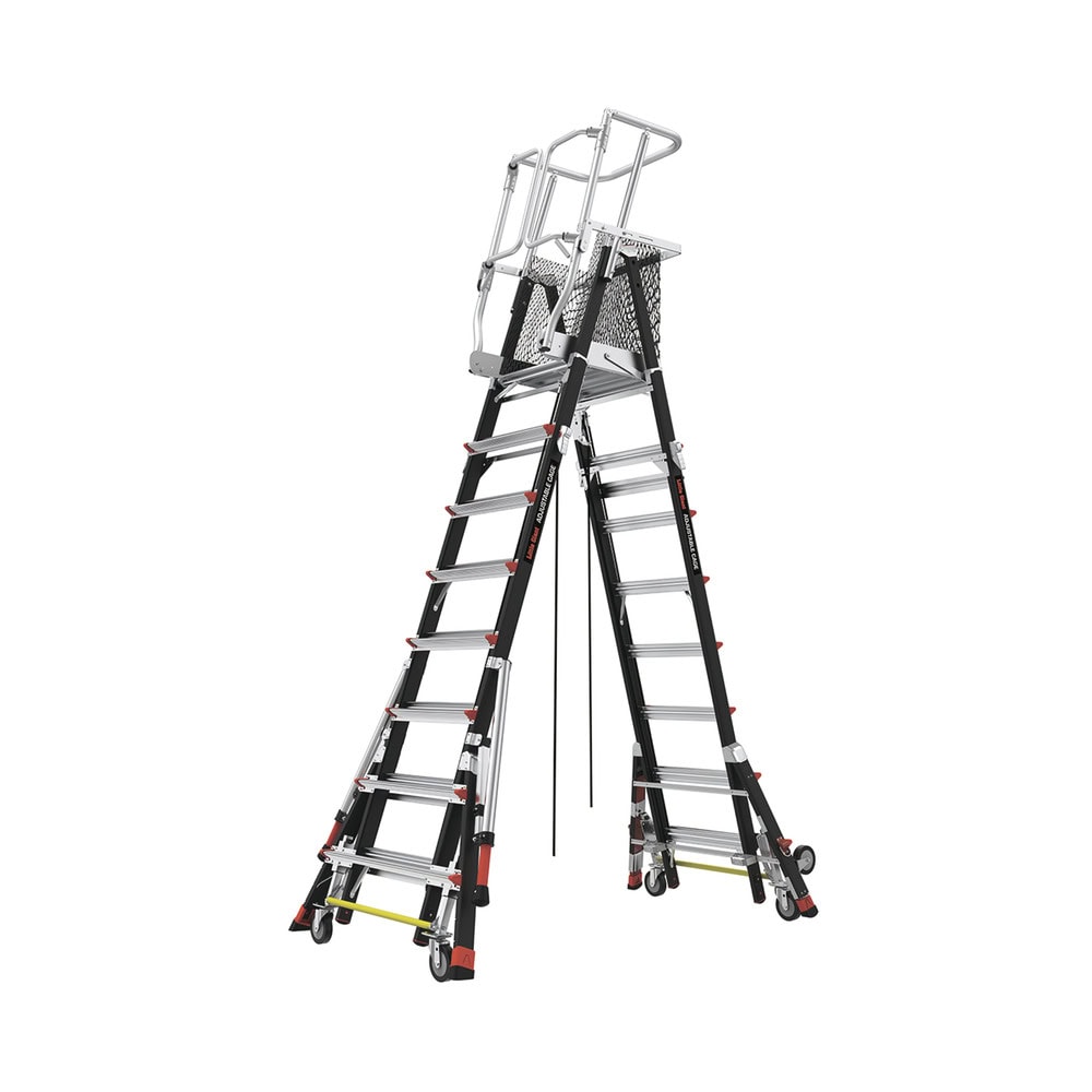 CAGE8FTR-AD-2-l Escalera de Fibra de Vidrio con Jaula de 8'-14' (2.44 - 4.27 m). Con Ajuste en Ruedas (RATCHET™ Leveler) (SKU:18515-817). CAGE8FTR 6