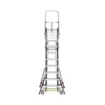 Escalera de Fibra de Vidrio con Jaula de 8'-14' (2.44 - 4.27 m). Con Ajuste en Ruedas (RATCHET™ Leveler) (SKU:18515-817). CAGE8FTR-AD-6-l