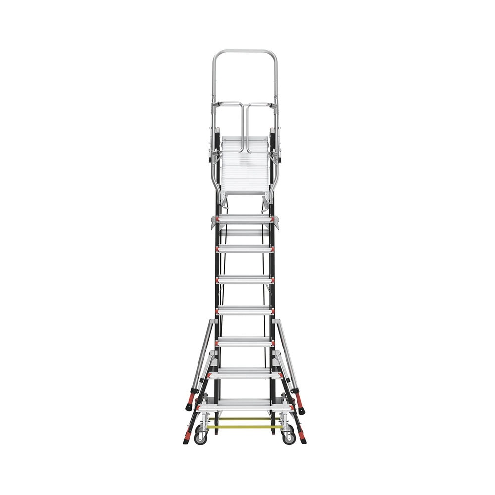 CAGE8FTR-AD-6-l Escalera de Fibra de Vidrio con Jaula de 8'-14' (2.44 - 4.27 m). Con Ajuste en Ruedas (RATCHET™ Leveler) (SKU:18515-817). CAGE8FTR 10