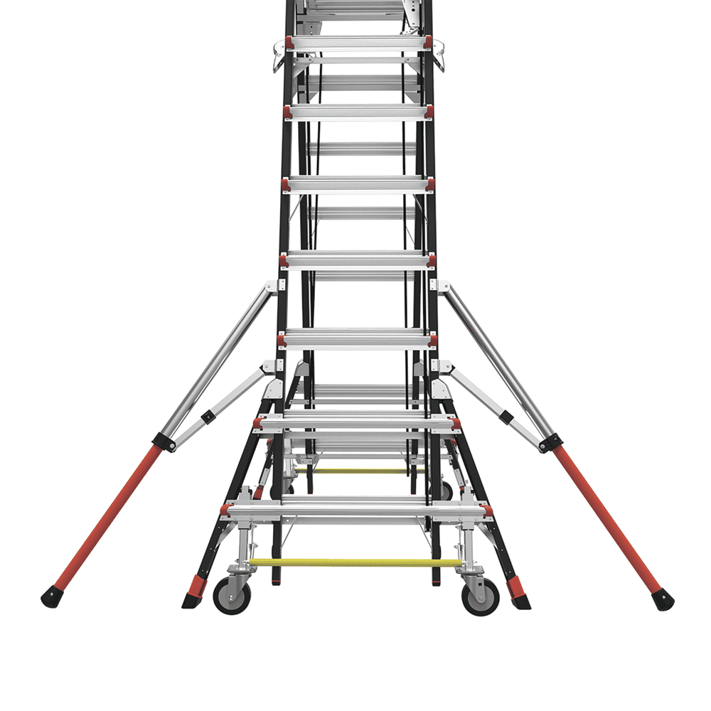 CAGE8FTR-AD-9-l Escalera de Fibra de Vidrio con Jaula de 8'-14' (2.44 - 4.27 m). Con Ajuste en Ruedas (RATCHET™ Leveler) (SKU:18515-817). CAGE8FTR 13