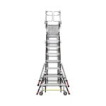 Escalera de Fibra de Vidrio con Jaula de 8'-14' (2.44 - 4.27 m). Con Ajuste en Ruedas (RATCHET™ Leveler) (SKU:18515-817). CAGE8FTR-FRENTE-l