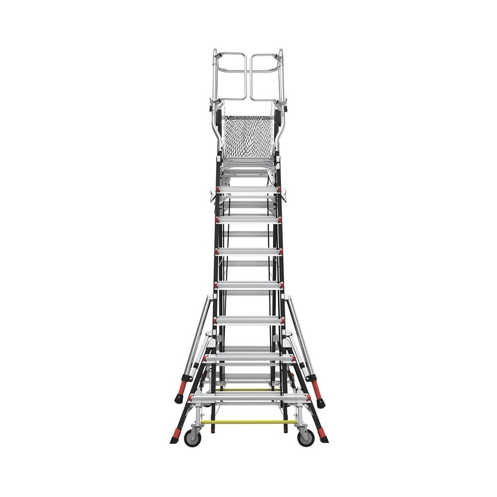 CAGE8FTR-FRENTE-l Escalera de Fibra de Vidrio con Jaula de 8'-14' (2.44 - 4.27 m). Con Ajuste en Ruedas (RATCHET™ Leveler) (SKU:18515-817). CAGE8FTR 2