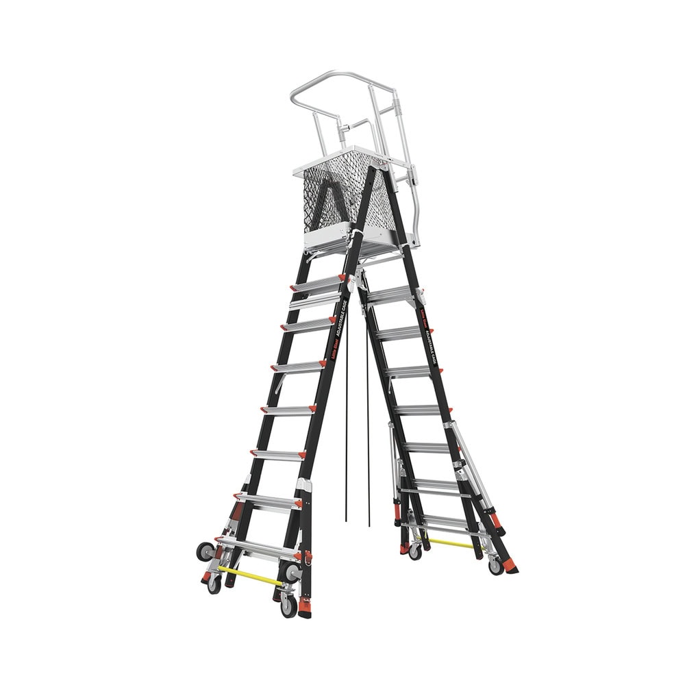 CAGE8FTR-LAT-DER-l Escalera de Fibra de Vidrio con Jaula de 8'-14' (2.44 - 4.27 m). Con Ajuste en Ruedas (RATCHET™ Leveler) (SKU:18515-817). CAGE8FTR 4