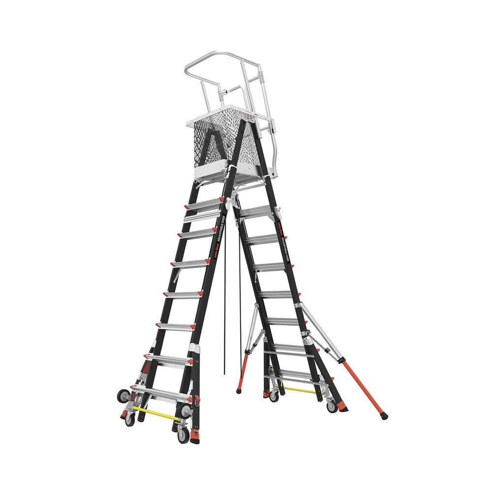 CAGE8FTR-LAT-IZQ-l Escalera de Fibra de Vidrio con Jaula de 8'-14' (2.44 - 4.27 m). Con Ajuste en Ruedas (RATCHET™ Leveler) (SKU:18515-817). CAGE8FTR 3