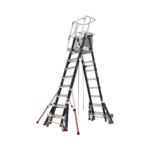 Escalera de Fibra de Vidrio con Jaula de 8'-14' (2.44 - 4.27 m). Con Ajuste en Ruedas (RATCHET™ Leveler) (SKU:18515-817). CAGE8FTR-l