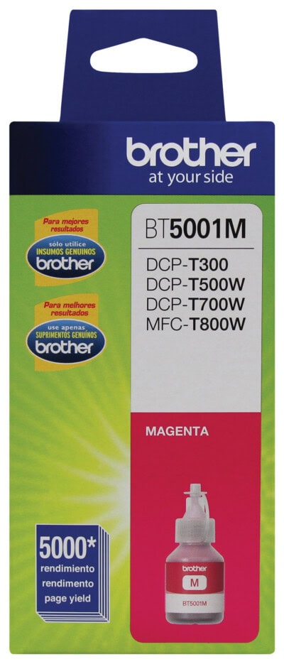 Botella de tinta Brother BT5001M magenta, rendimiento aproximado 5,000 páginas, compatible con DCPT220, DCPT520DW, DCPT720DW, MFCT920DW