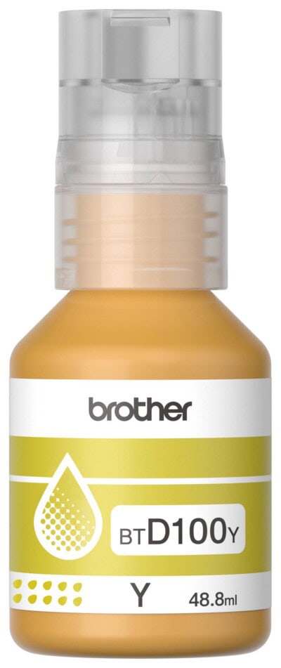 Botella de tinta Brother BTD100Y amarillo, rendimiento aproximado 5,000 páginas, compatible con DCPT230, DCPT530DW, DCPT730DW, MFCT930DW
